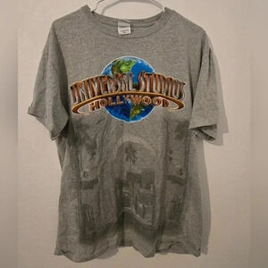 Vintage y2k 90s Universal Studios Hollywood T Shirt Mens Adult Large L Gray